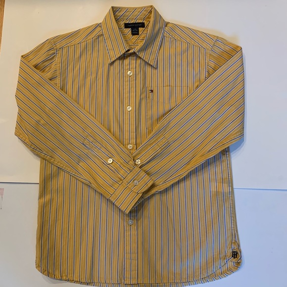 Tommy Hilfiger Yellow Blue Striped Dress Shirt - Picture 4 of 4